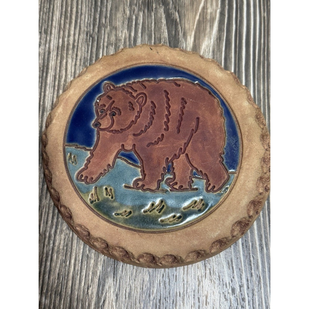 Vintage Nan Groves Bear Bread Warming Tileβ Hand Made Wall Art Signed